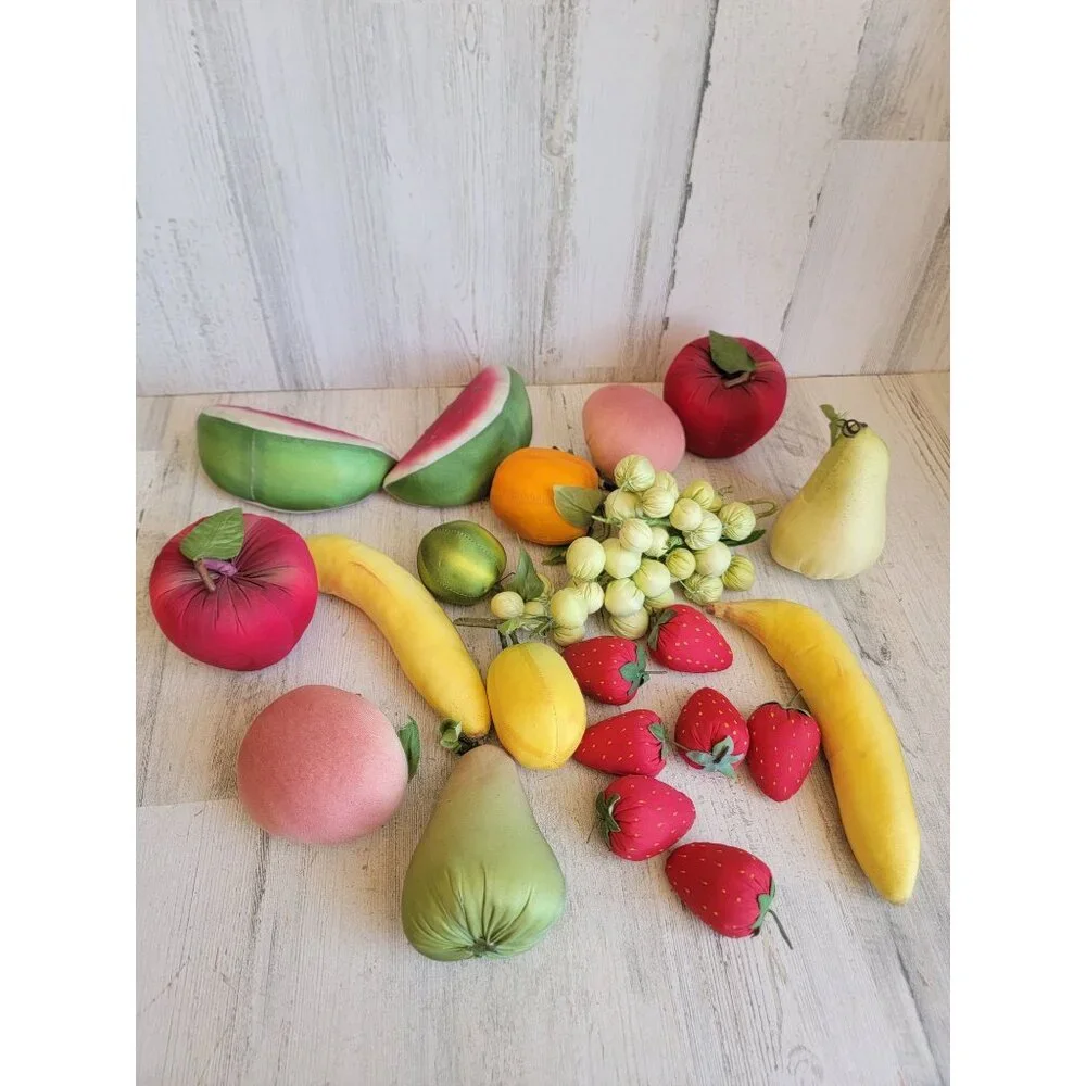Artificial assorted plush fabric fruit great banana strawberry Pearl set waterme